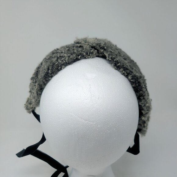 Vintage Lamb Sheep Fur Headpiece Gray Ties Poms main image 7